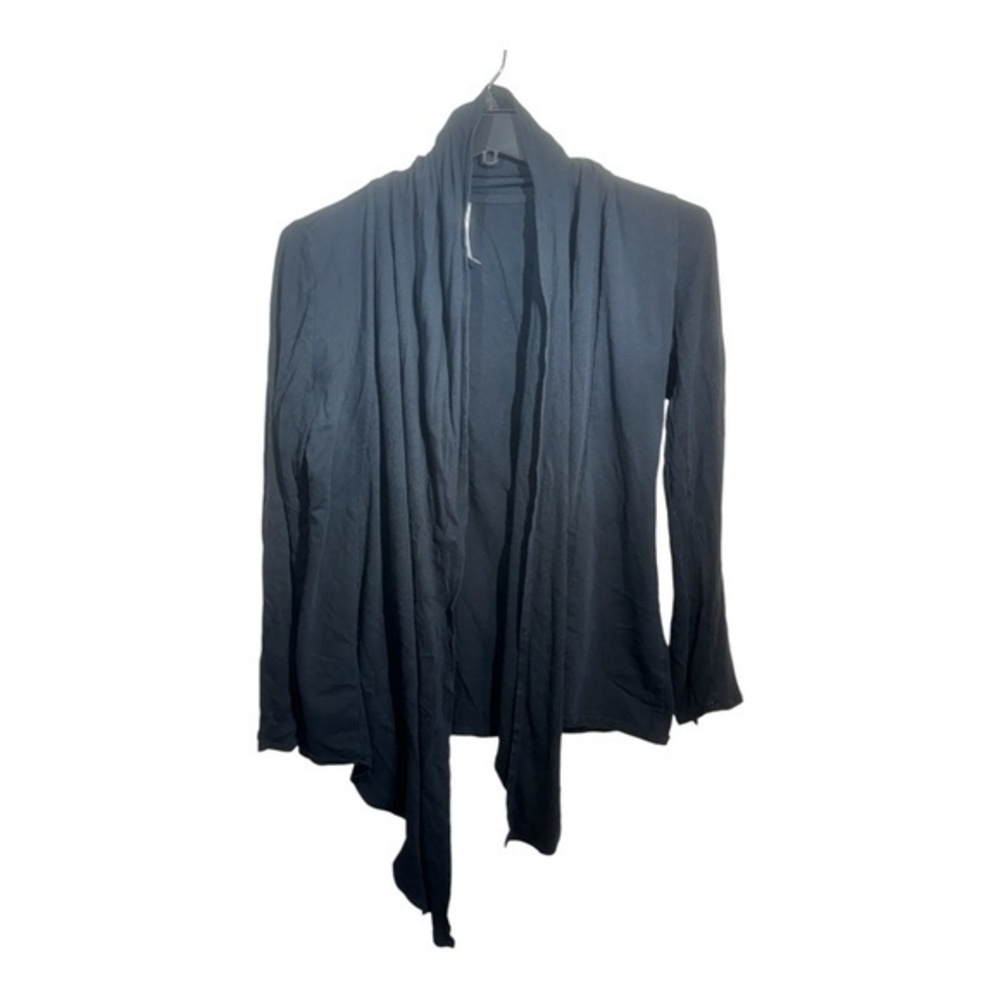 Fabletics Womens Black Open Front Cardigan Knit Waterfall Front Size M